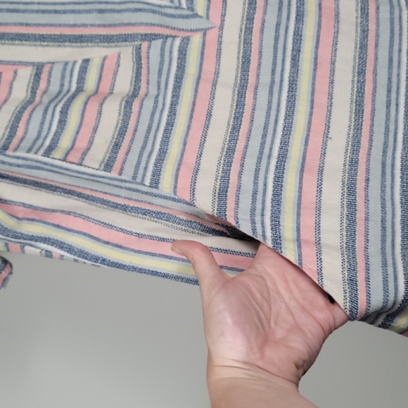 For Cynthia striped tunic linen blend cold shoulder top blouse - Picture 2 of 5